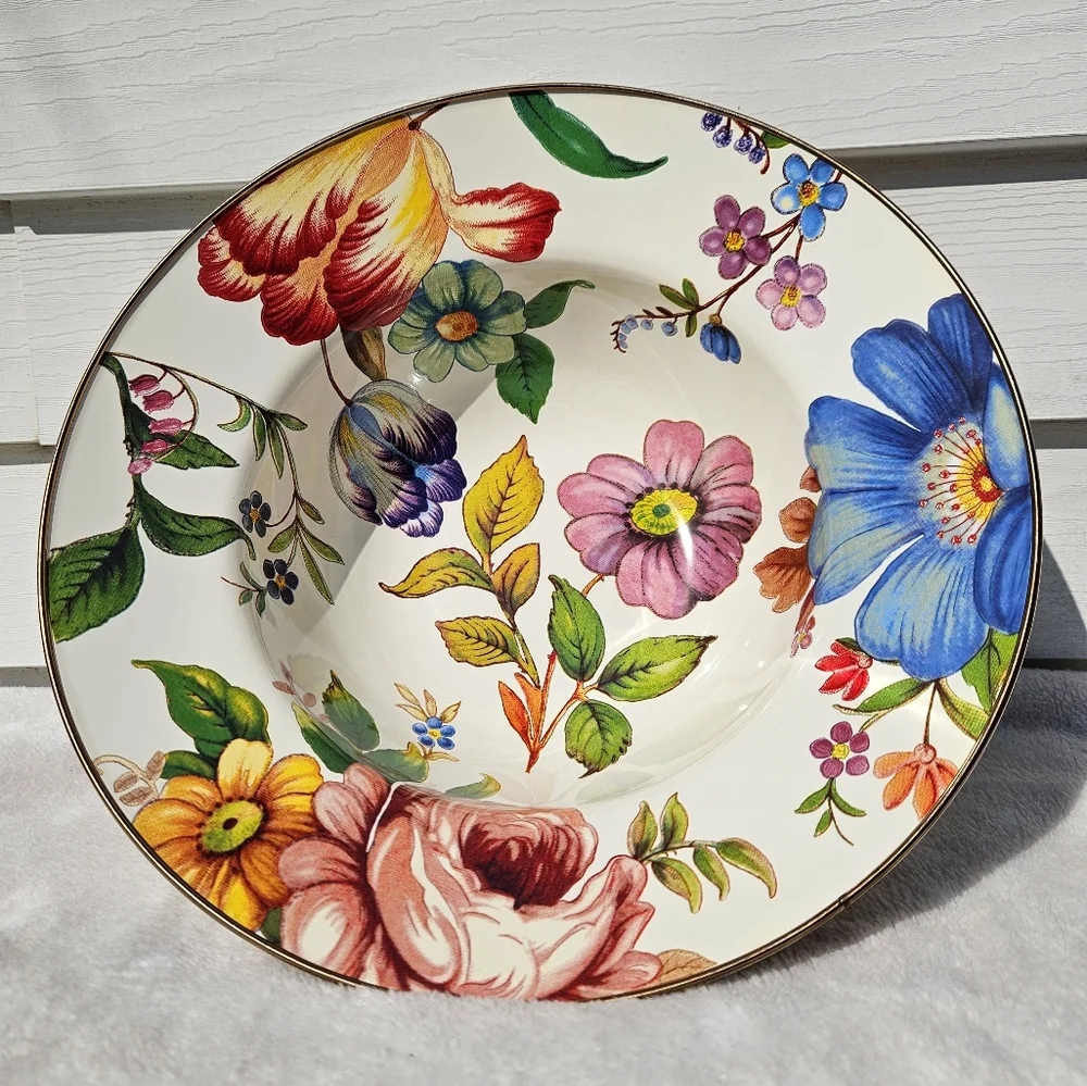 Mackenzie Childs Flower Market White Serving Bowl - Picture 1 of 8